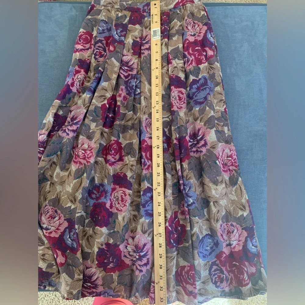 Womens Nilani VTG Floral Maxi Button Pleated Pockets  Cottage Feminine Skirt 10 - Picture 9 of 9